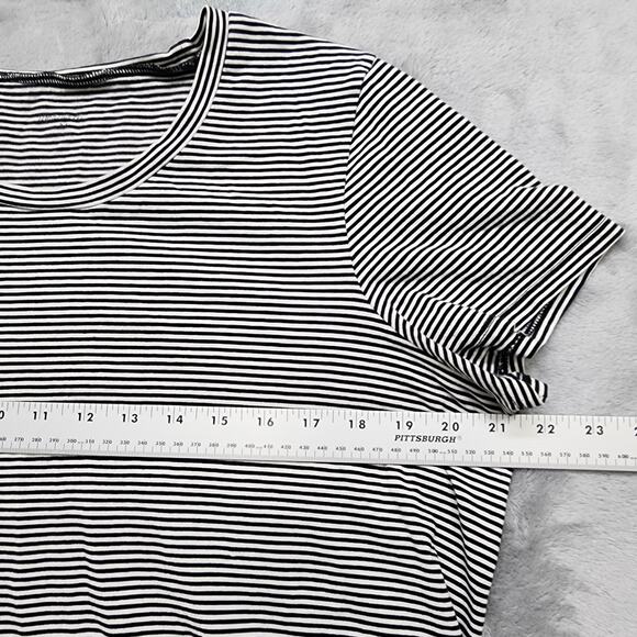 Madewell Top Womens XL Black White Striped Knot Front Tee Crew Neck Short Sleeve - Picture 6 of 8